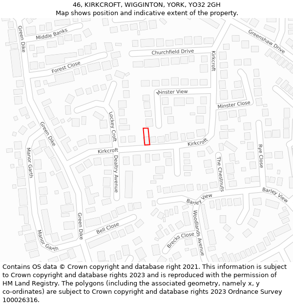 46, KIRKCROFT, WIGGINTON, YORK, YO32 2GH: Location map and indicative extent of plot