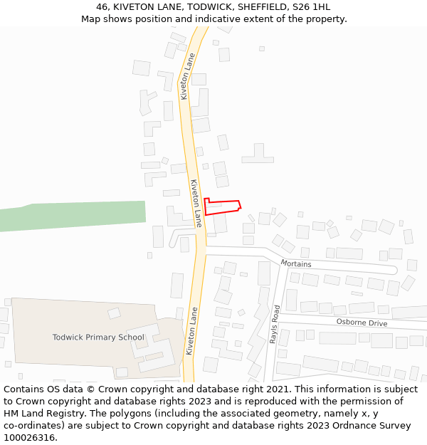 46, KIVETON LANE, TODWICK, SHEFFIELD, S26 1HL: Location map and indicative extent of plot