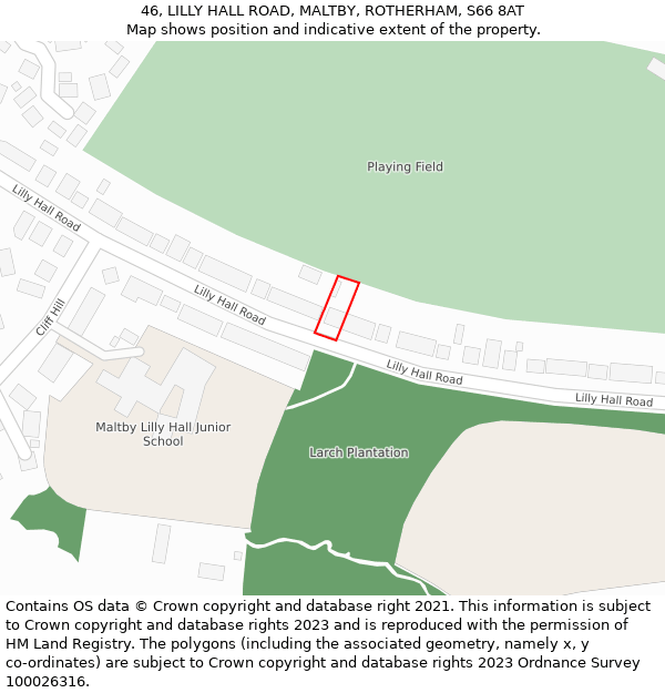 46, LILLY HALL ROAD, MALTBY, ROTHERHAM, S66 8AT: Location map and indicative extent of plot