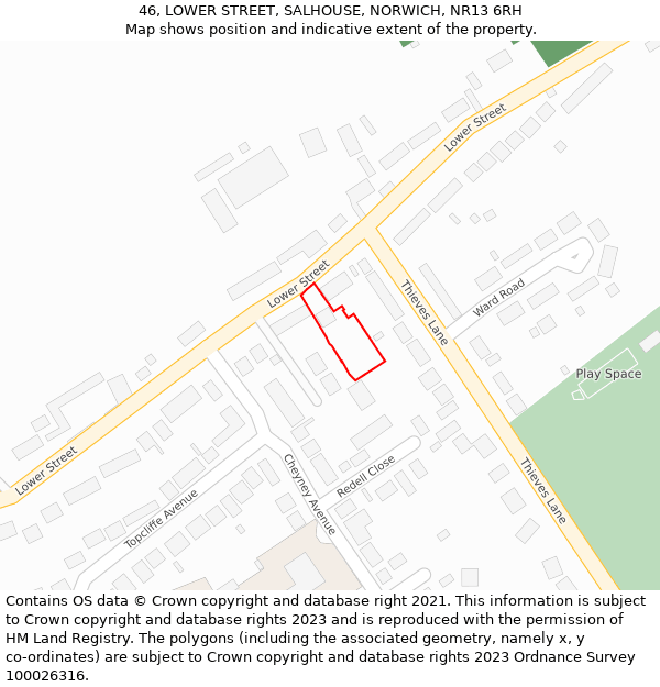 46, LOWER STREET, SALHOUSE, NORWICH, NR13 6RH: Location map and indicative extent of plot