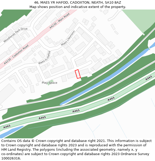 46, MAES YR HAFOD, CADOXTON, NEATH, SA10 8AZ: Location map and indicative extent of plot