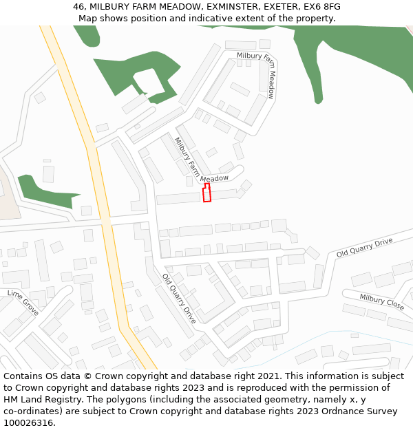 46, MILBURY FARM MEADOW, EXMINSTER, EXETER, EX6 8FG: Location map and indicative extent of plot