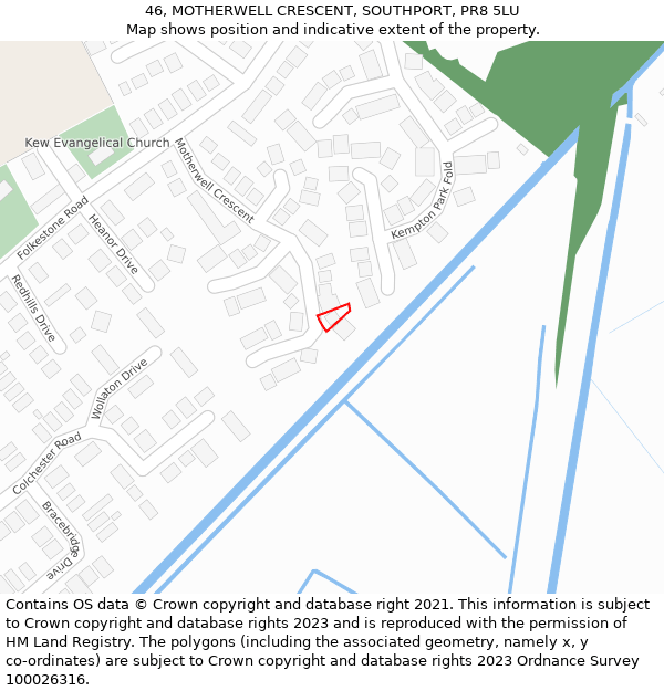 46, MOTHERWELL CRESCENT, SOUTHPORT, PR8 5LU: Location map and indicative extent of plot