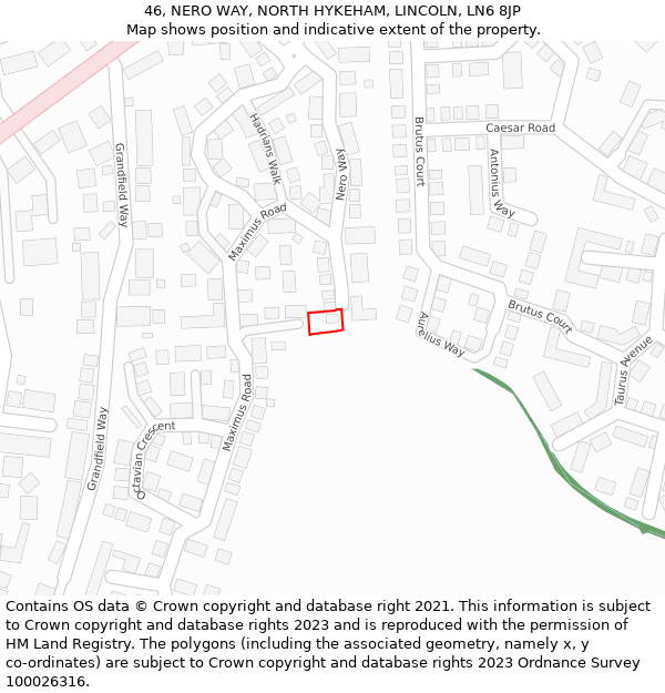 46, NERO WAY, NORTH HYKEHAM, LINCOLN, LN6 8JP: Location map and indicative extent of plot