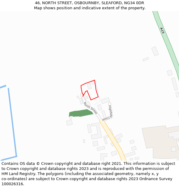 46, NORTH STREET, OSBOURNBY, SLEAFORD, NG34 0DR: Location map and indicative extent of plot