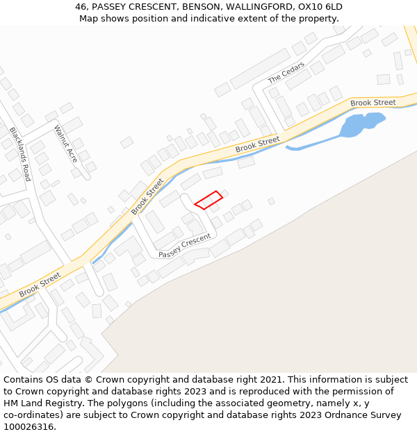 46, PASSEY CRESCENT, BENSON, WALLINGFORD, OX10 6LD: Location map and indicative extent of plot