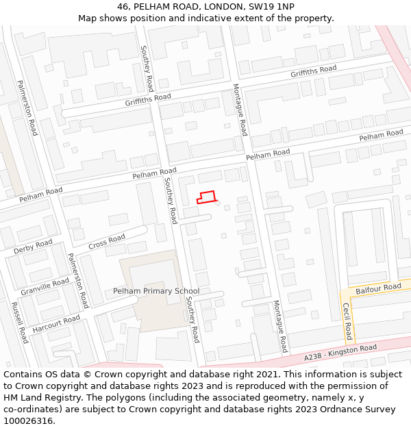 46, PELHAM ROAD, LONDON, SW19 1NP: Location map and indicative extent of plot