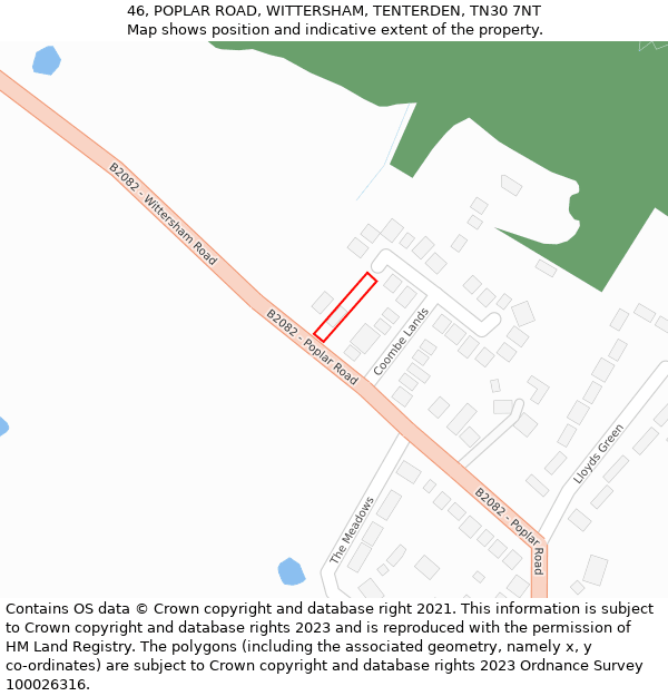 46, POPLAR ROAD, WITTERSHAM, TENTERDEN, TN30 7NT: Location map and indicative extent of plot