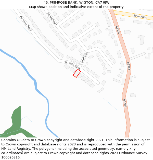 46, PRIMROSE BANK, WIGTON, CA7 9JW: Location map and indicative extent of plot