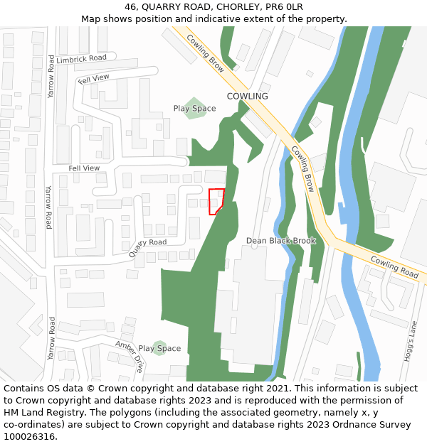 46, QUARRY ROAD, CHORLEY, PR6 0LR: Location map and indicative extent of plot