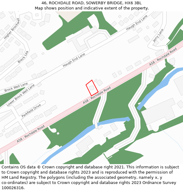 46, ROCHDALE ROAD, SOWERBY BRIDGE, HX6 3BL: Location map and indicative extent of plot