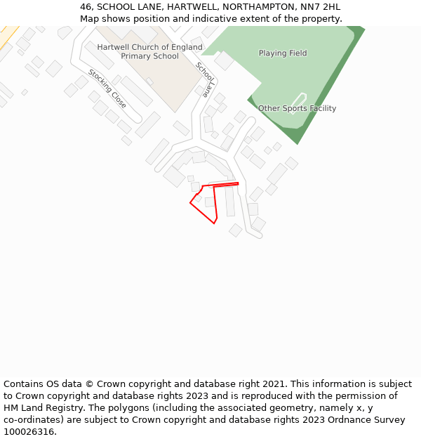 46, SCHOOL LANE, HARTWELL, NORTHAMPTON, NN7 2HL: Location map and indicative extent of plot