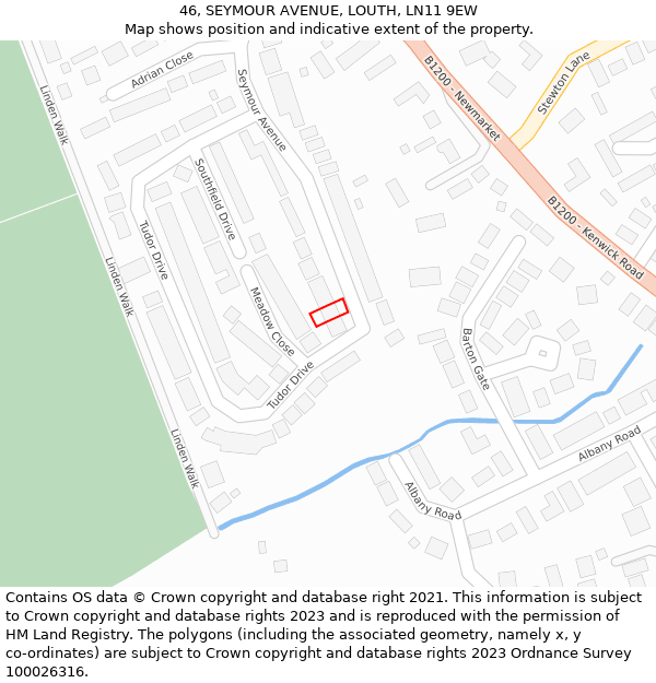 46, SEYMOUR AVENUE, LOUTH, LN11 9EW: Location map and indicative extent of plot