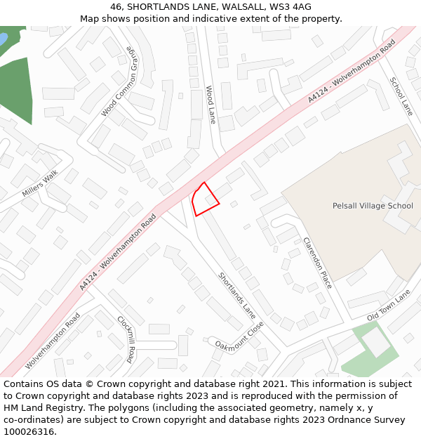46, SHORTLANDS LANE, WALSALL, WS3 4AG: Location map and indicative extent of plot