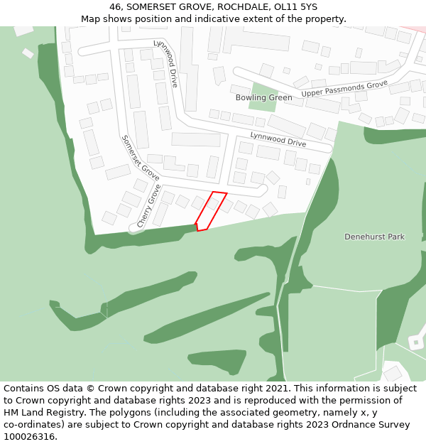 46, SOMERSET GROVE, ROCHDALE, OL11 5YS: Location map and indicative extent of plot