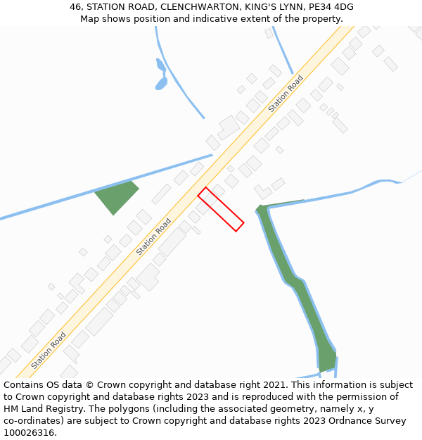 46, STATION ROAD, CLENCHWARTON, KING'S LYNN, PE34 4DG: Location map and indicative extent of plot