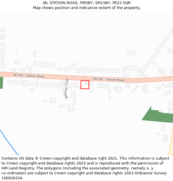 46, STATION ROAD, FIRSBY, SPILSBY, PE23 5QR: Location map and indicative extent of plot