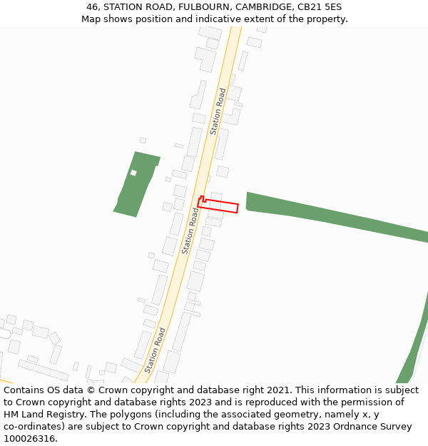 46, STATION ROAD, FULBOURN, CAMBRIDGE, CB21 5ES: Location map and indicative extent of plot