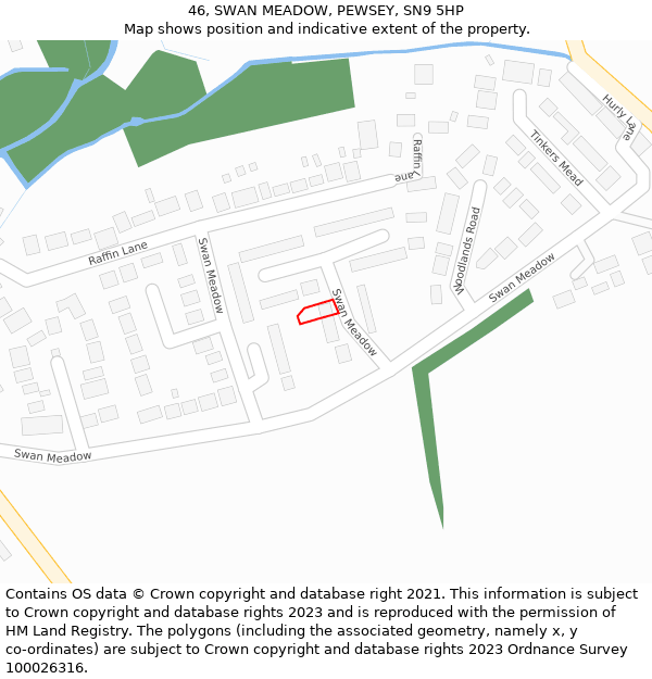 46, SWAN MEADOW, PEWSEY, SN9 5HP: Location map and indicative extent of plot