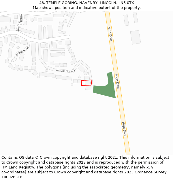 46, TEMPLE GORING, NAVENBY, LINCOLN, LN5 0TX: Location map and indicative extent of plot