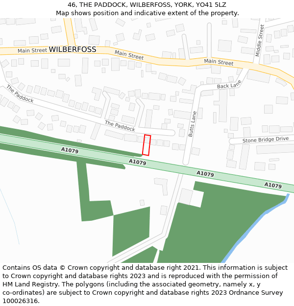 46, THE PADDOCK, WILBERFOSS, YORK, YO41 5LZ: Location map and indicative extent of plot