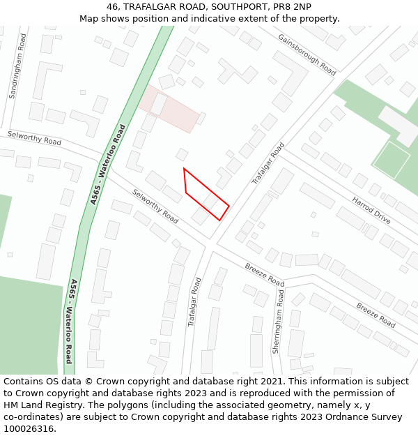 46, TRAFALGAR ROAD, SOUTHPORT, PR8 2NP: Location map and indicative extent of plot