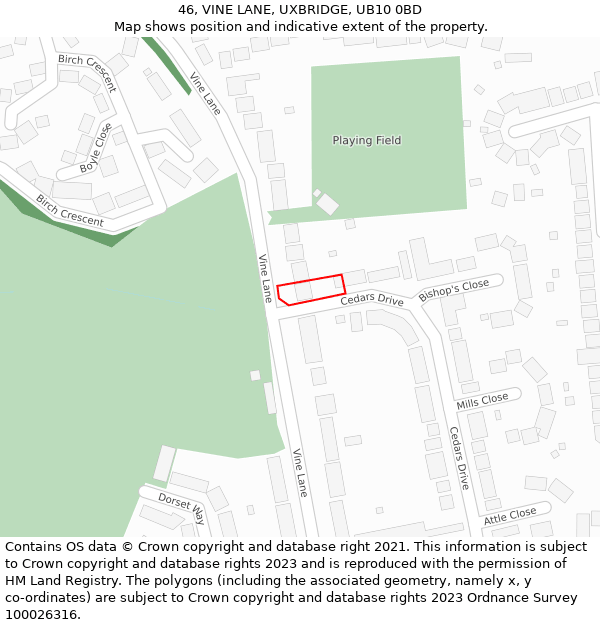 46, VINE LANE, UXBRIDGE, UB10 0BD: Location map and indicative extent of plot