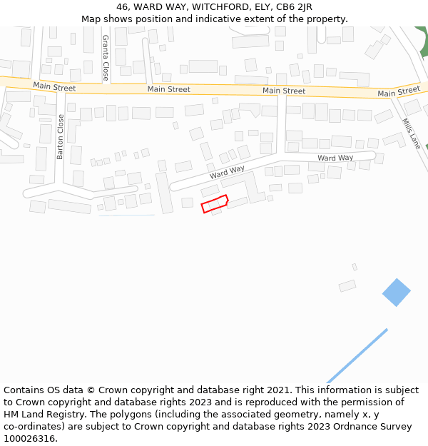 46, WARD WAY, WITCHFORD, ELY, CB6 2JR: Location map and indicative extent of plot