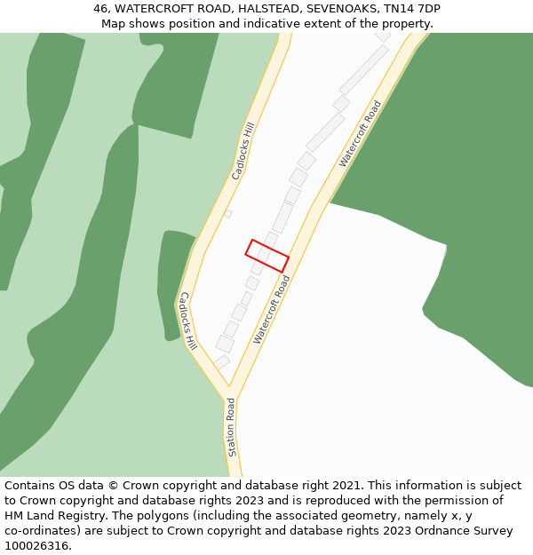 46, WATERCROFT ROAD, HALSTEAD, SEVENOAKS, TN14 7DP: Location map and indicative extent of plot
