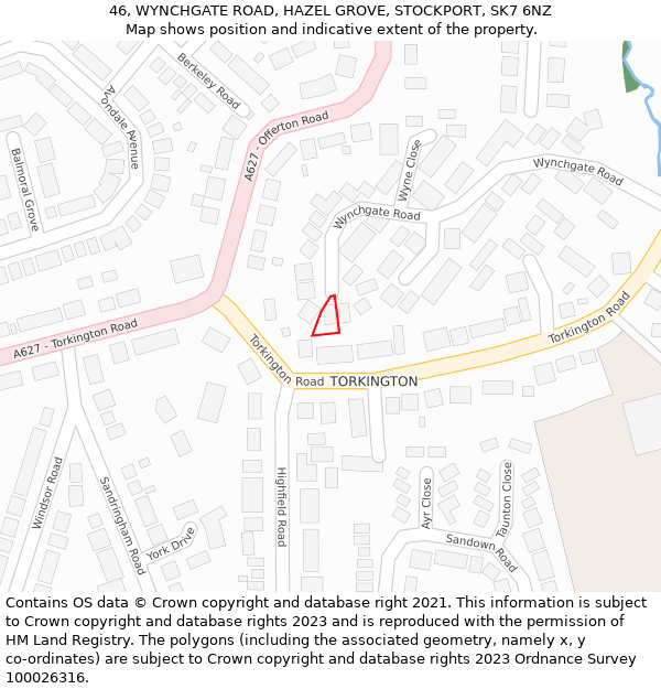 46, WYNCHGATE ROAD, HAZEL GROVE, STOCKPORT, SK7 6NZ: Location map and indicative extent of plot