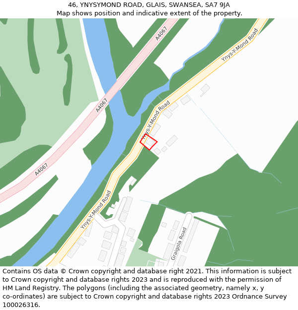 46, YNYSYMOND ROAD, GLAIS, SWANSEA, SA7 9JA: Location map and indicative extent of plot