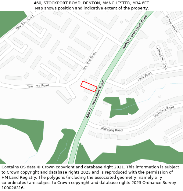 460, STOCKPORT ROAD, DENTON, MANCHESTER, M34 6ET: Location map and indicative extent of plot