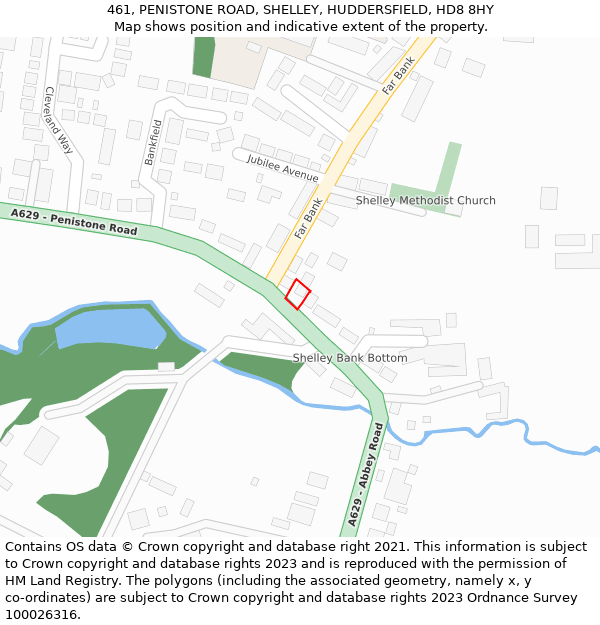 461, PENISTONE ROAD, SHELLEY, HUDDERSFIELD, HD8 8HY: Location map and indicative extent of plot