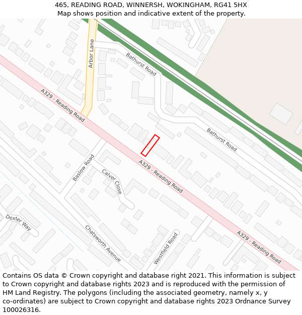 465, READING ROAD, WINNERSH, WOKINGHAM, RG41 5HX: Location map and indicative extent of plot