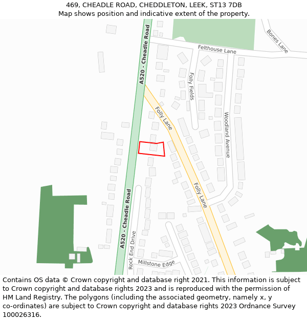 469, CHEADLE ROAD, CHEDDLETON, LEEK, ST13 7DB: Location map and indicative extent of plot