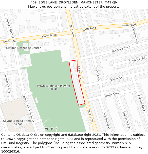 469, EDGE LANE, DROYLSDEN, MANCHESTER, M43 6JN: Location map and indicative extent of plot