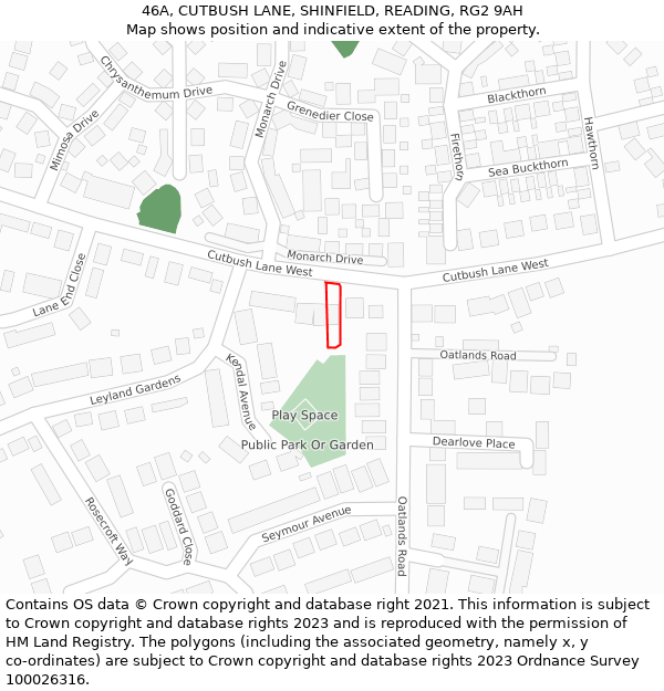 46A, CUTBUSH LANE, SHINFIELD, READING, RG2 9AH: Location map and indicative extent of plot