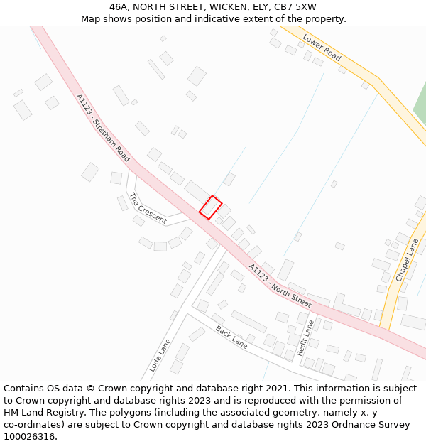 46A, NORTH STREET, WICKEN, ELY, CB7 5XW: Location map and indicative extent of plot