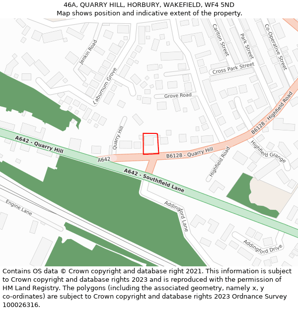 46A, QUARRY HILL, HORBURY, WAKEFIELD, WF4 5ND: Location map and indicative extent of plot