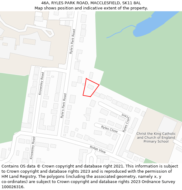 46A, RYLES PARK ROAD, MACCLESFIELD, SK11 8AL: Location map and indicative extent of plot