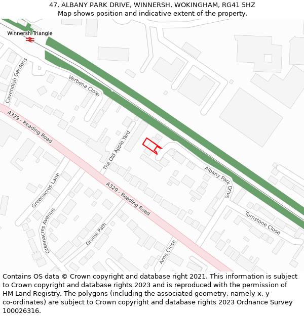 47, ALBANY PARK DRIVE, WINNERSH, WOKINGHAM, RG41 5HZ: Location map and indicative extent of plot