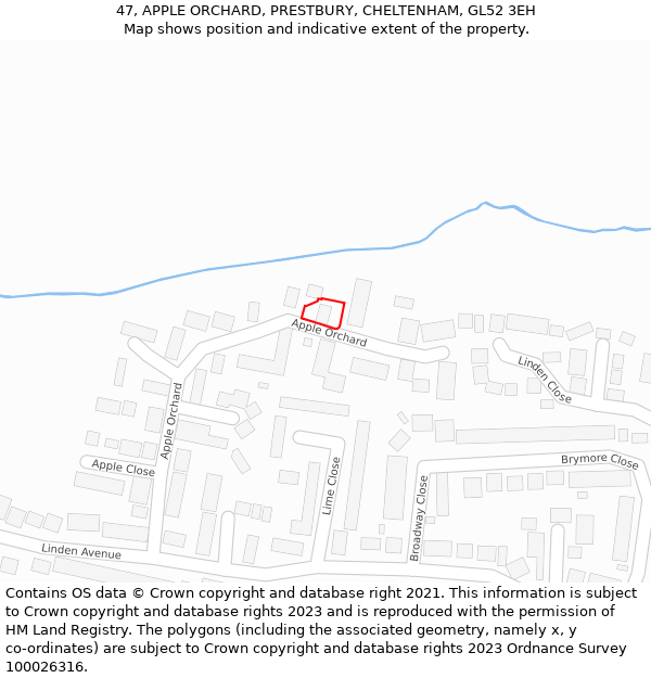 47, APPLE ORCHARD, PRESTBURY, CHELTENHAM, GL52 3EH: Location map and indicative extent of plot