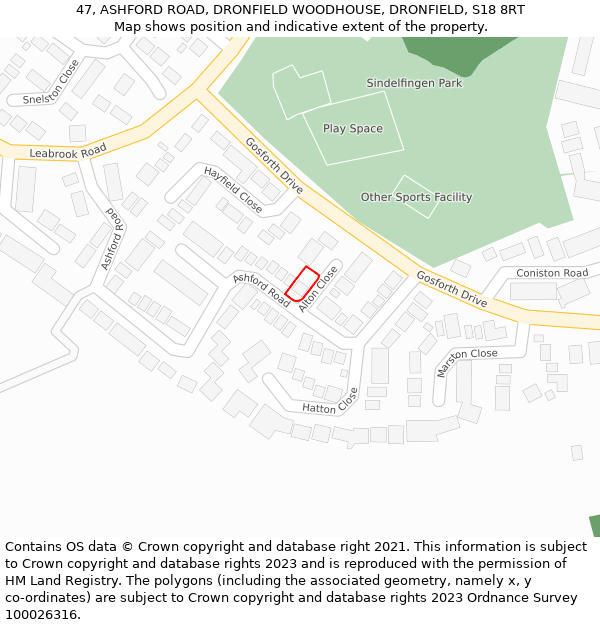 47, ASHFORD ROAD, DRONFIELD WOODHOUSE, DRONFIELD, S18 8RT: Location map and indicative extent of plot