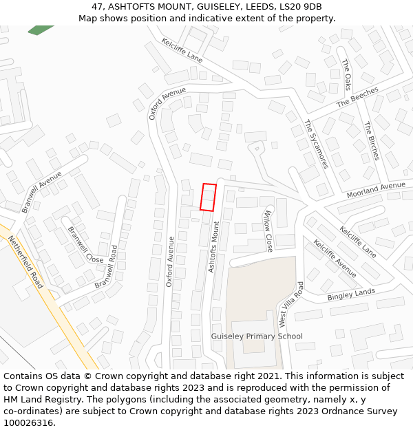 47, ASHTOFTS MOUNT, GUISELEY, LEEDS, LS20 9DB: Location map and indicative extent of plot