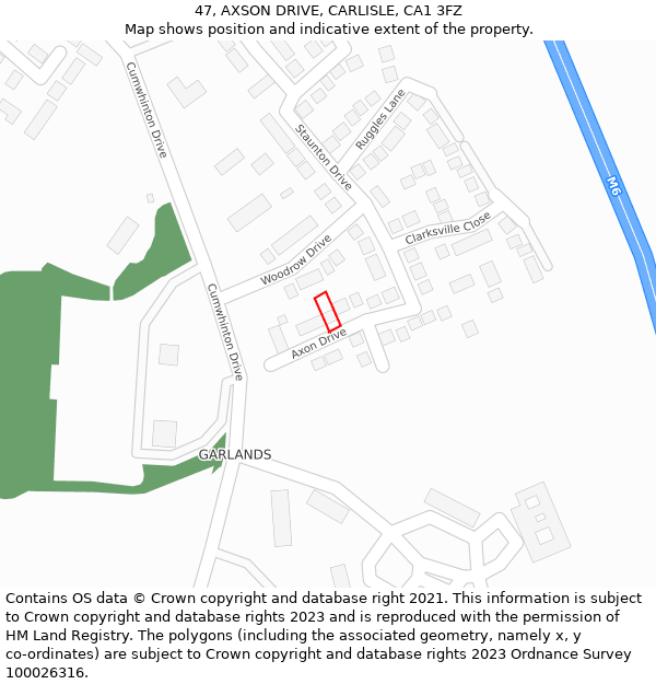 47, AXSON DRIVE, CARLISLE, CA1 3FZ: Location map and indicative extent of plot