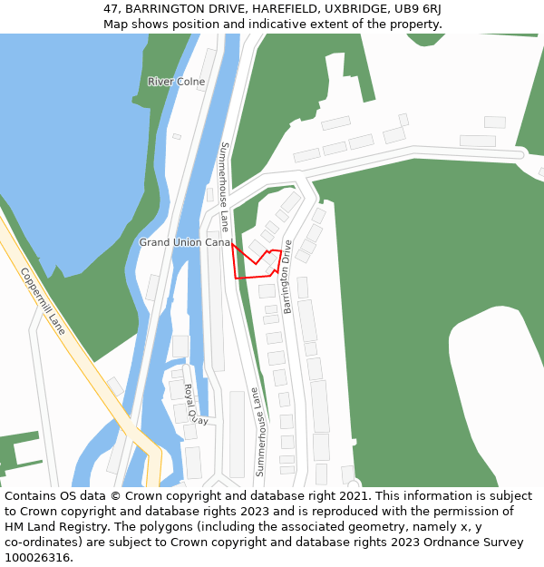 47, BARRINGTON DRIVE, HAREFIELD, UXBRIDGE, UB9 6RJ: Location map and indicative extent of plot