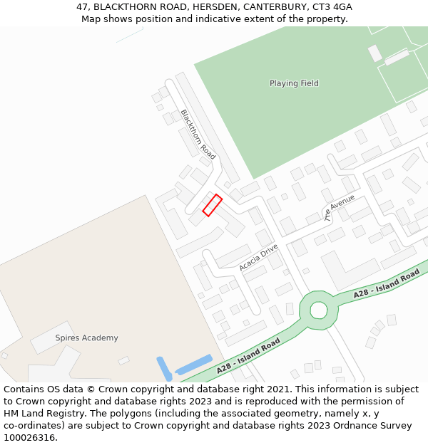 47, BLACKTHORN ROAD, HERSDEN, CANTERBURY, CT3 4GA: Location map and indicative extent of plot