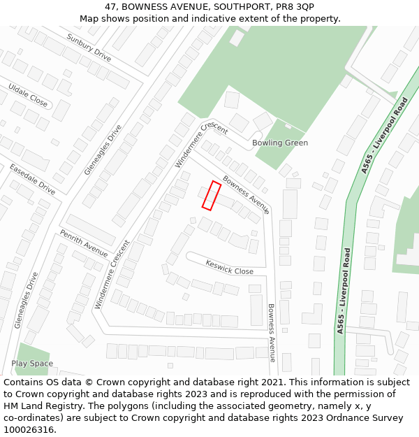 47, BOWNESS AVENUE, SOUTHPORT, PR8 3QP: Location map and indicative extent of plot