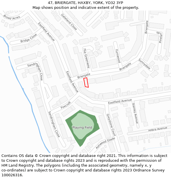 47, BRIERGATE, HAXBY, YORK, YO32 3YP: Location map and indicative extent of plot