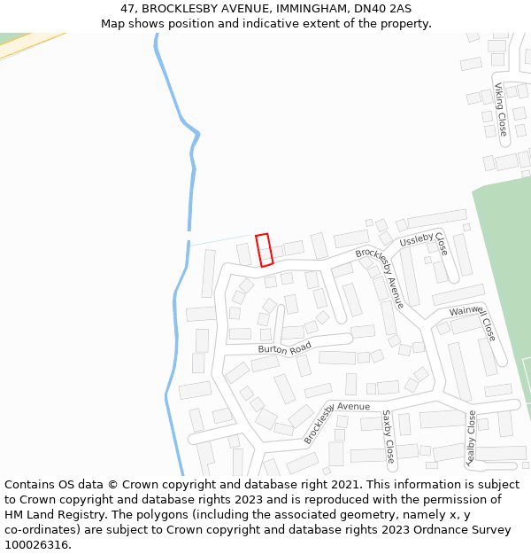 47, BROCKLESBY AVENUE, IMMINGHAM, DN40 2AS: Location map and indicative extent of plot